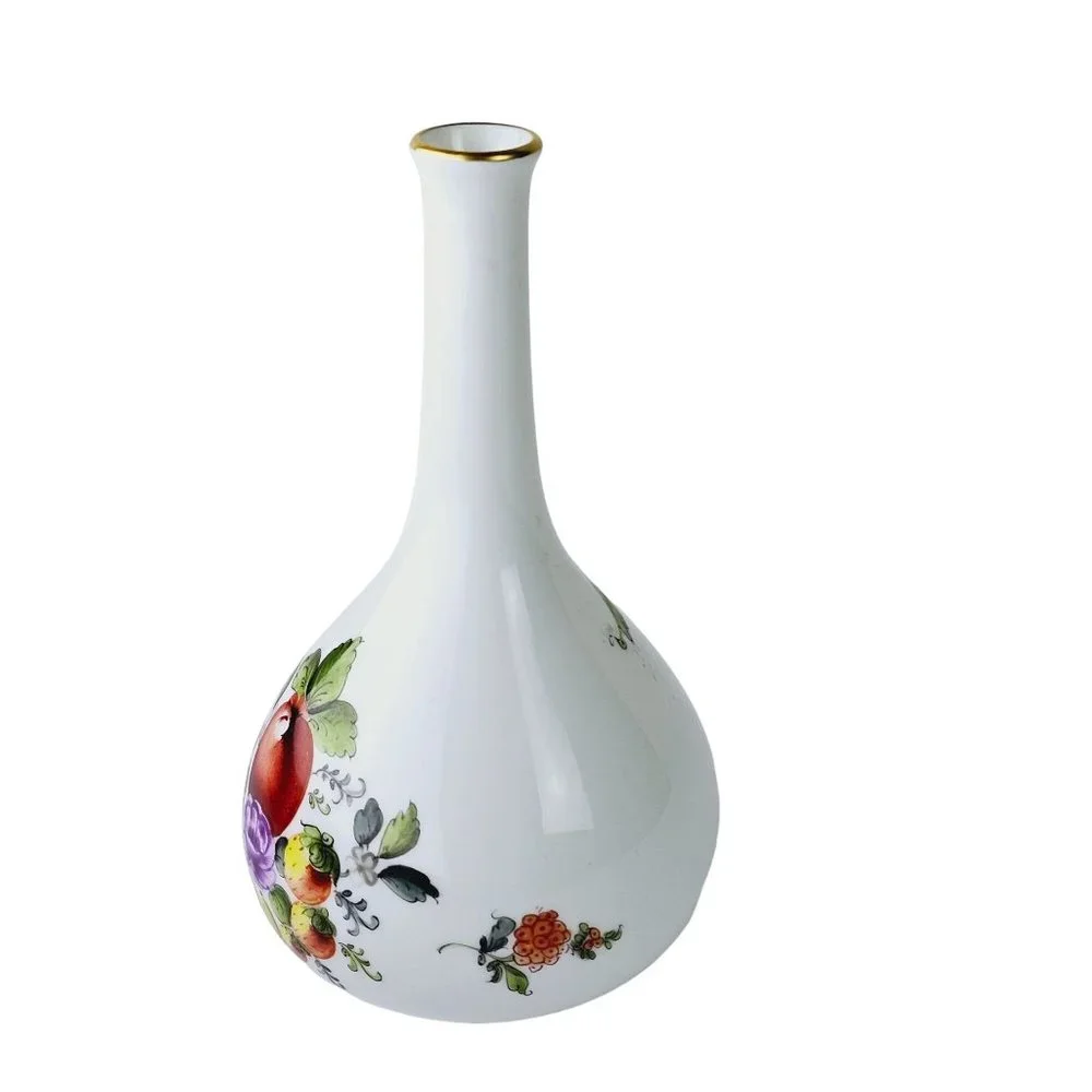 Herend Market Garden Bud 5.5" Vase with Gold Trim, Hungary, Stamped, RARE - Picture 5 of 8